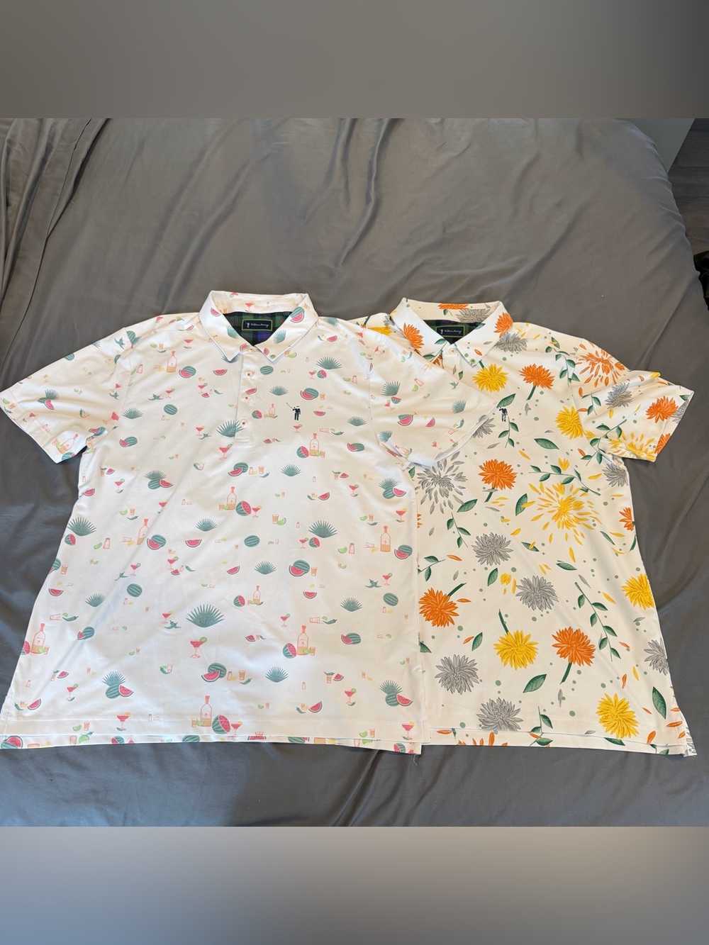 William Murray Polo Shirt Mens Lot of 2 AOP Graphic Golf Size Large Short Sleeve
